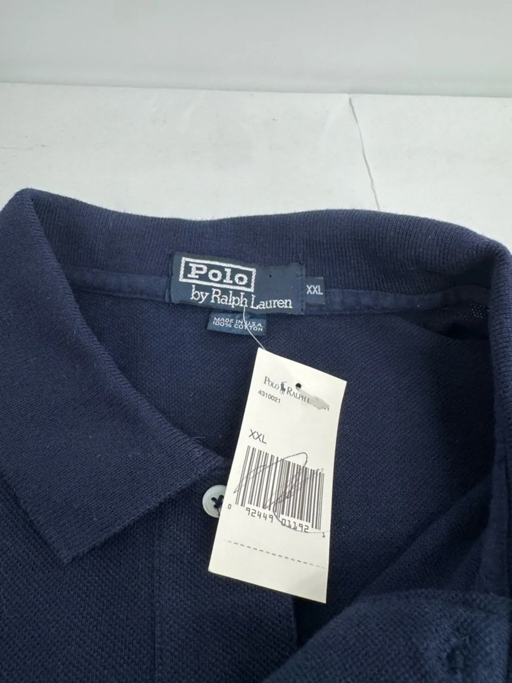 NWT Vintage Polo Ralph Lauren Polo Shirt Men’s XXL Navy Blue Embroidered Pony - Picture 3 of 7